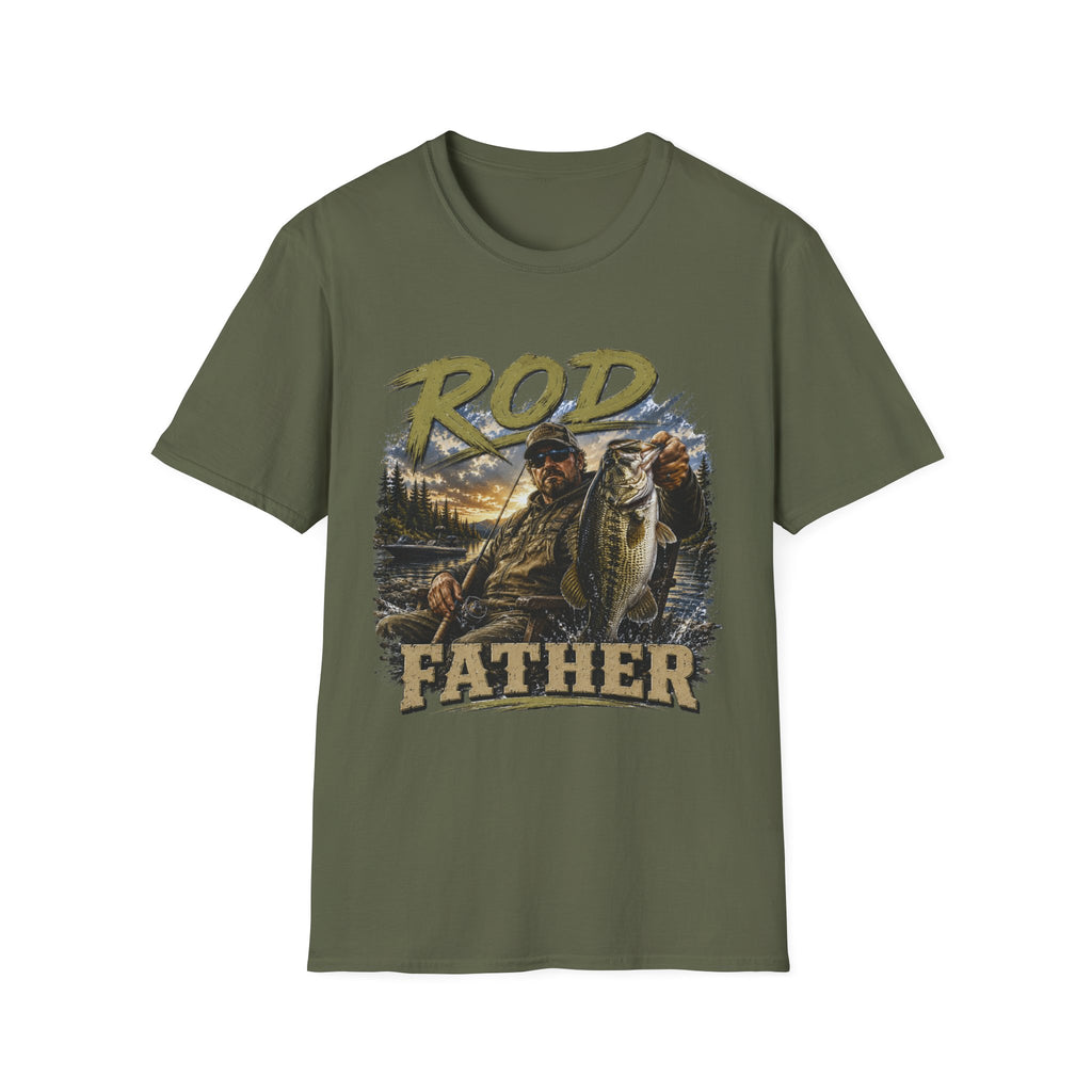 "'Rod Father" Fishing T‑Shirt — Vintage Bass Fisherman Graphic Tee