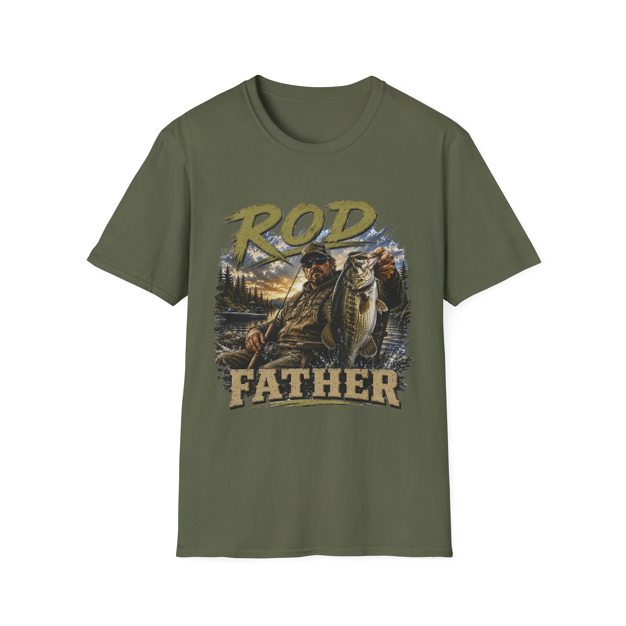 "'Rod Father" Fishing T‑Shirt — Vintage Bass Fisherman Graphic Tee