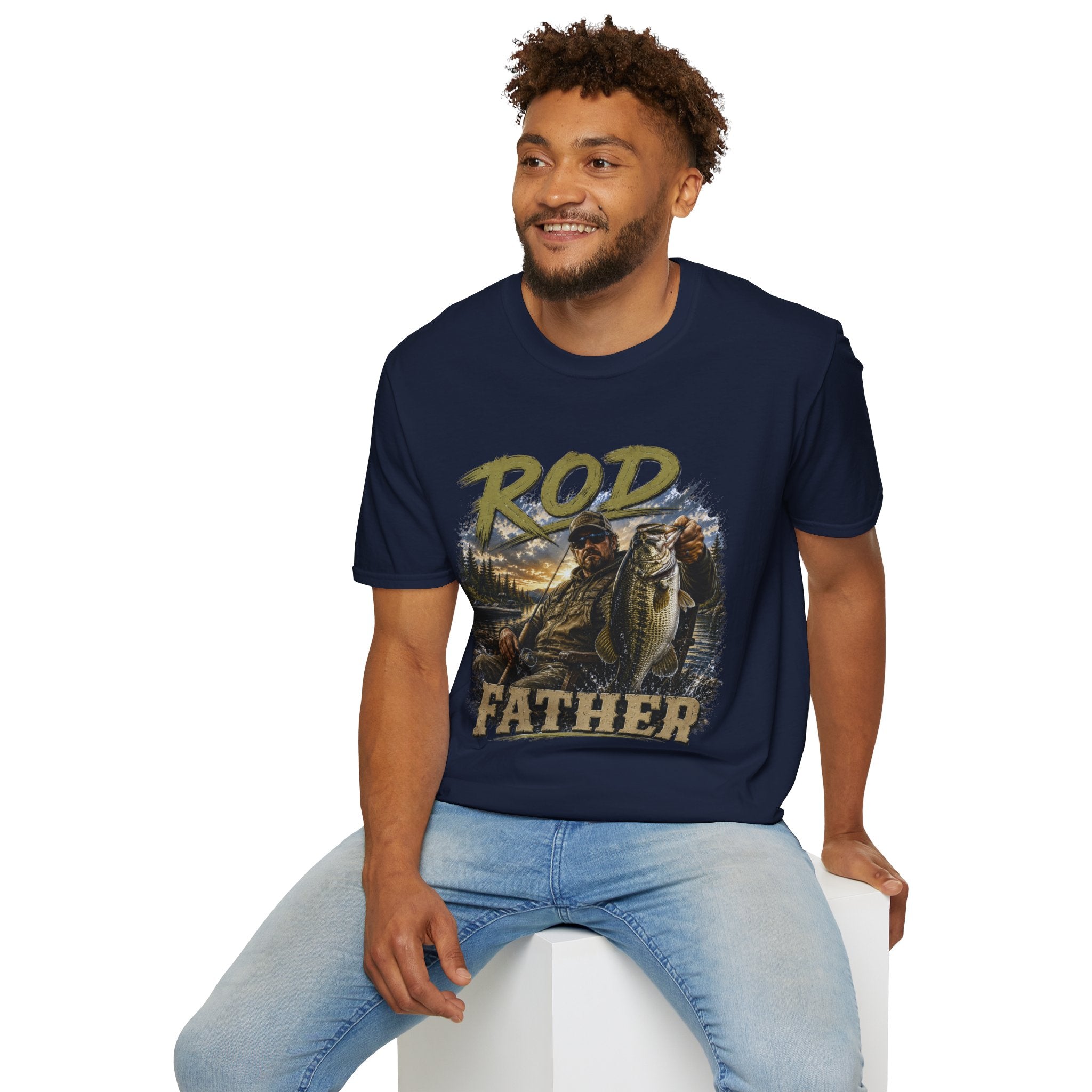 "'Rod Father" Fishing T‑Shirt — Vintage Bass Fisherman Graphic Tee