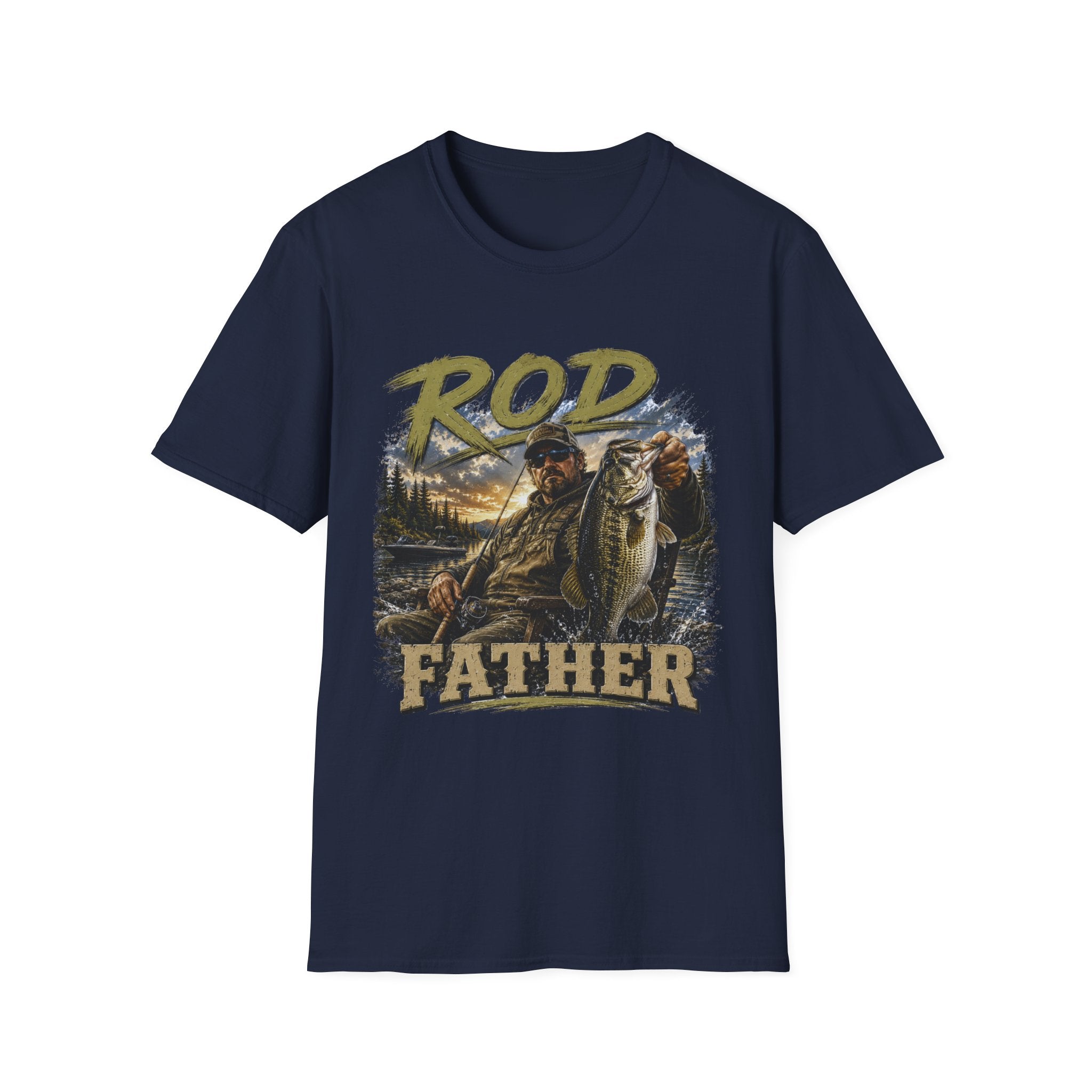 "'Rod Father" Fishing T‑Shirt — Vintage Bass Fisherman Graphic Tee