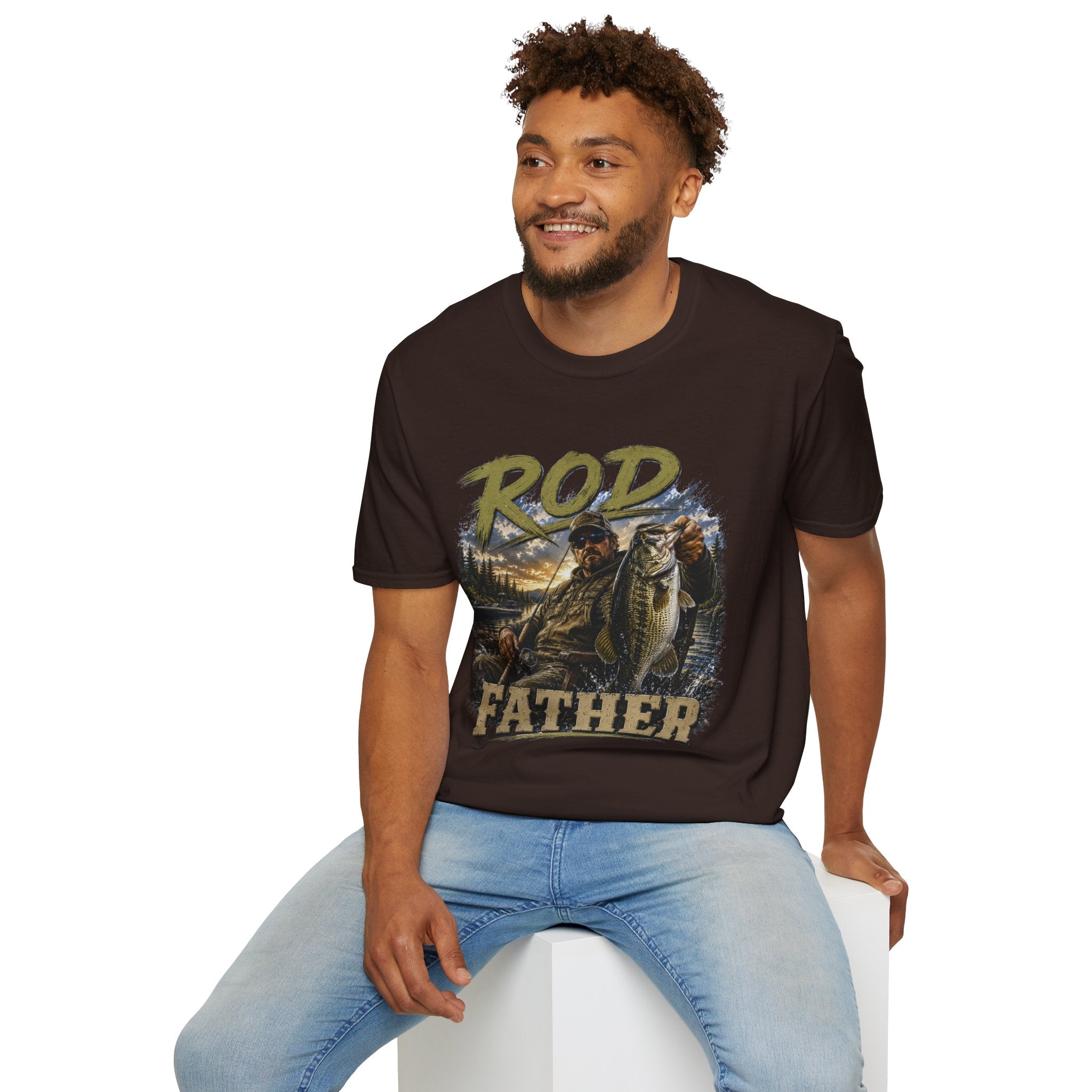 "'Rod Father" Fishing T‑Shirt — Vintage Bass Fisherman Graphic Tee
