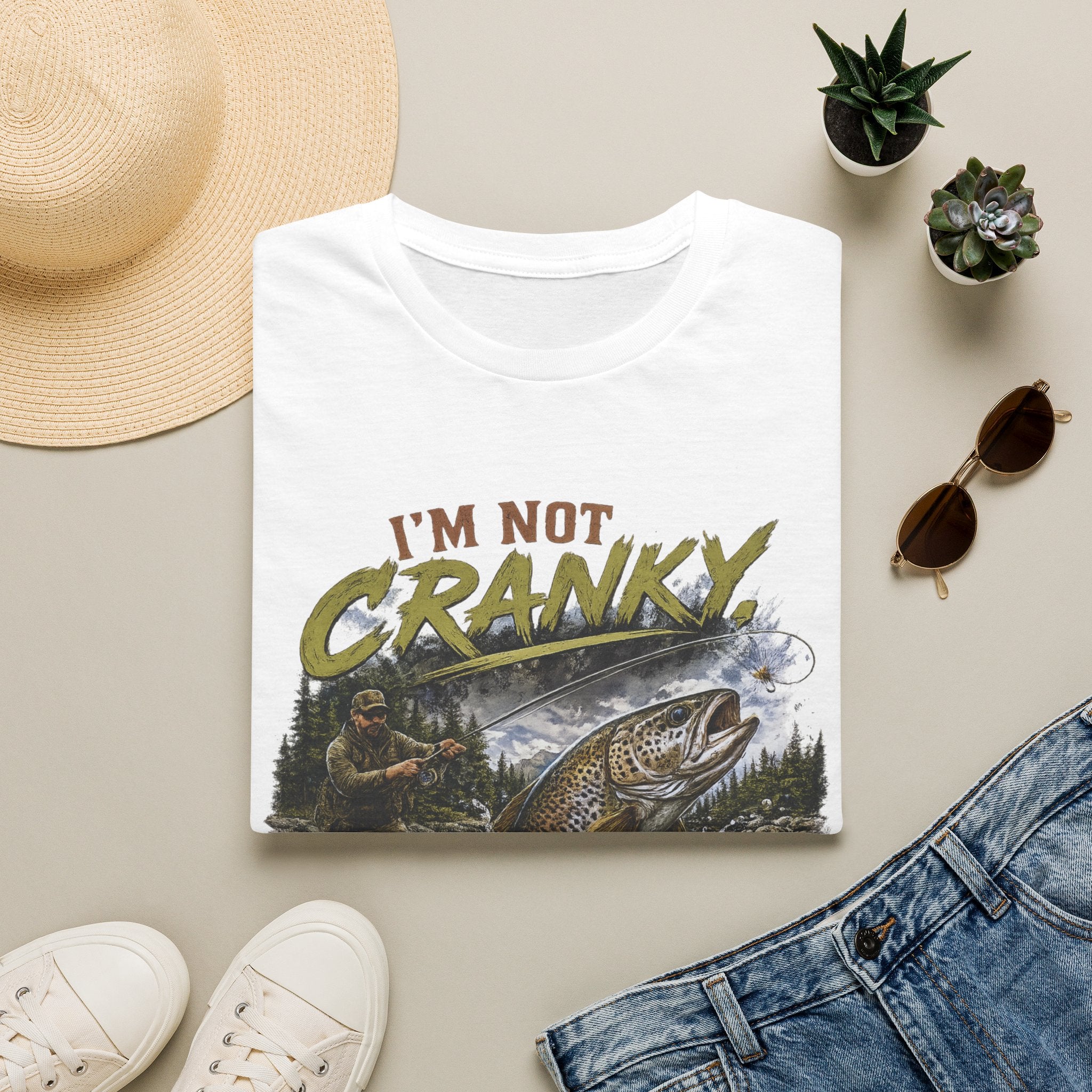 "I’m Not Cranky, I’m Fly" Vintage Trout Fly-Fishing Tee