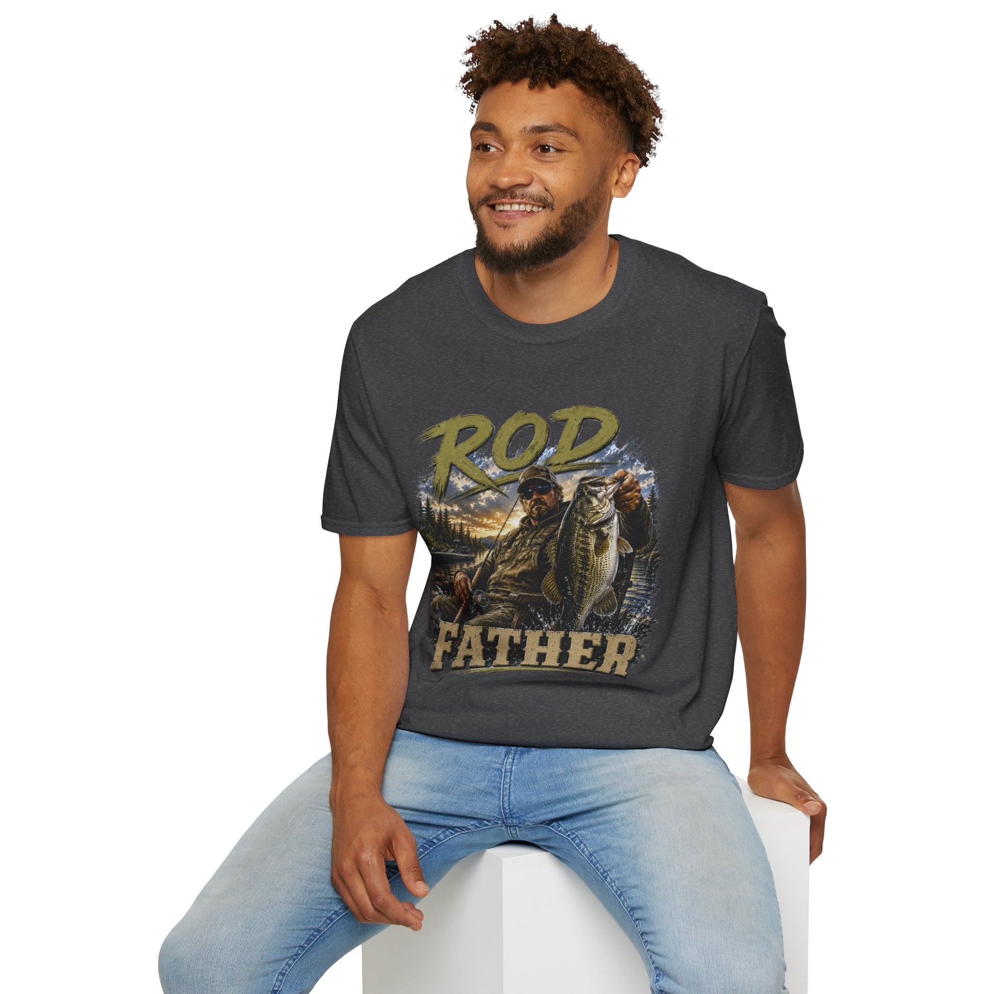 "'Rod Father" Fishing T‑Shirt — Vintage Bass Fisherman Graphic Tee