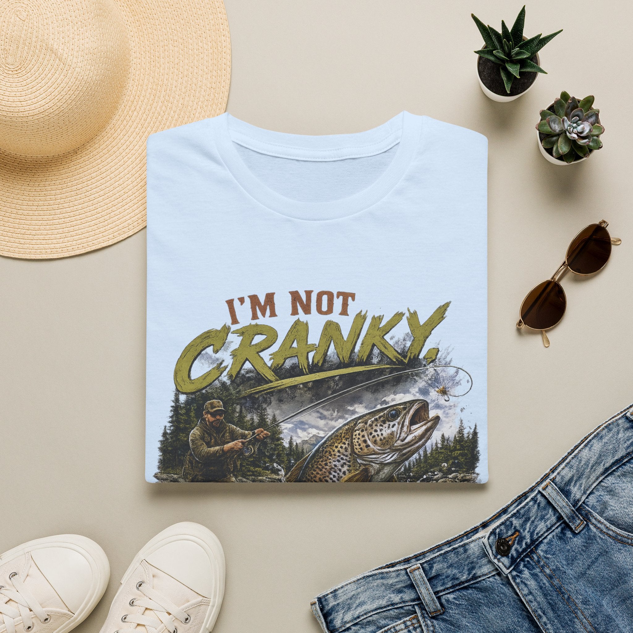 "I’m Not Cranky, I’m Fly" Vintage Trout Fly-Fishing Tee