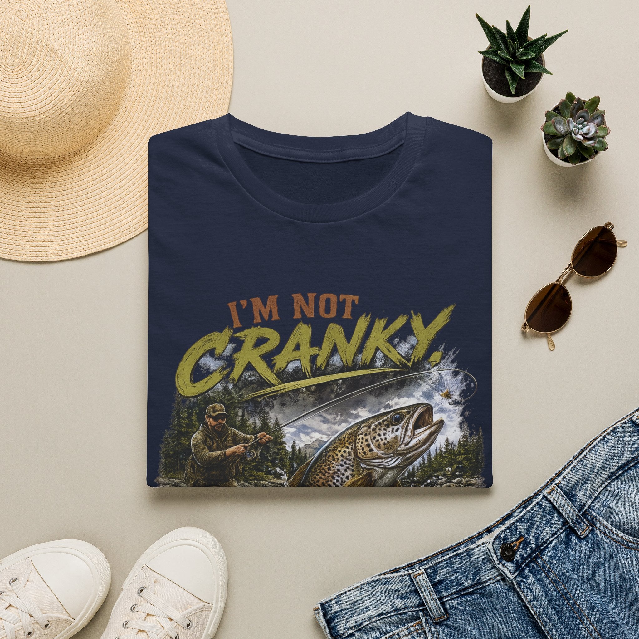"I’m Not Cranky, I’m Fly" Vintage Trout Fly-Fishing Tee