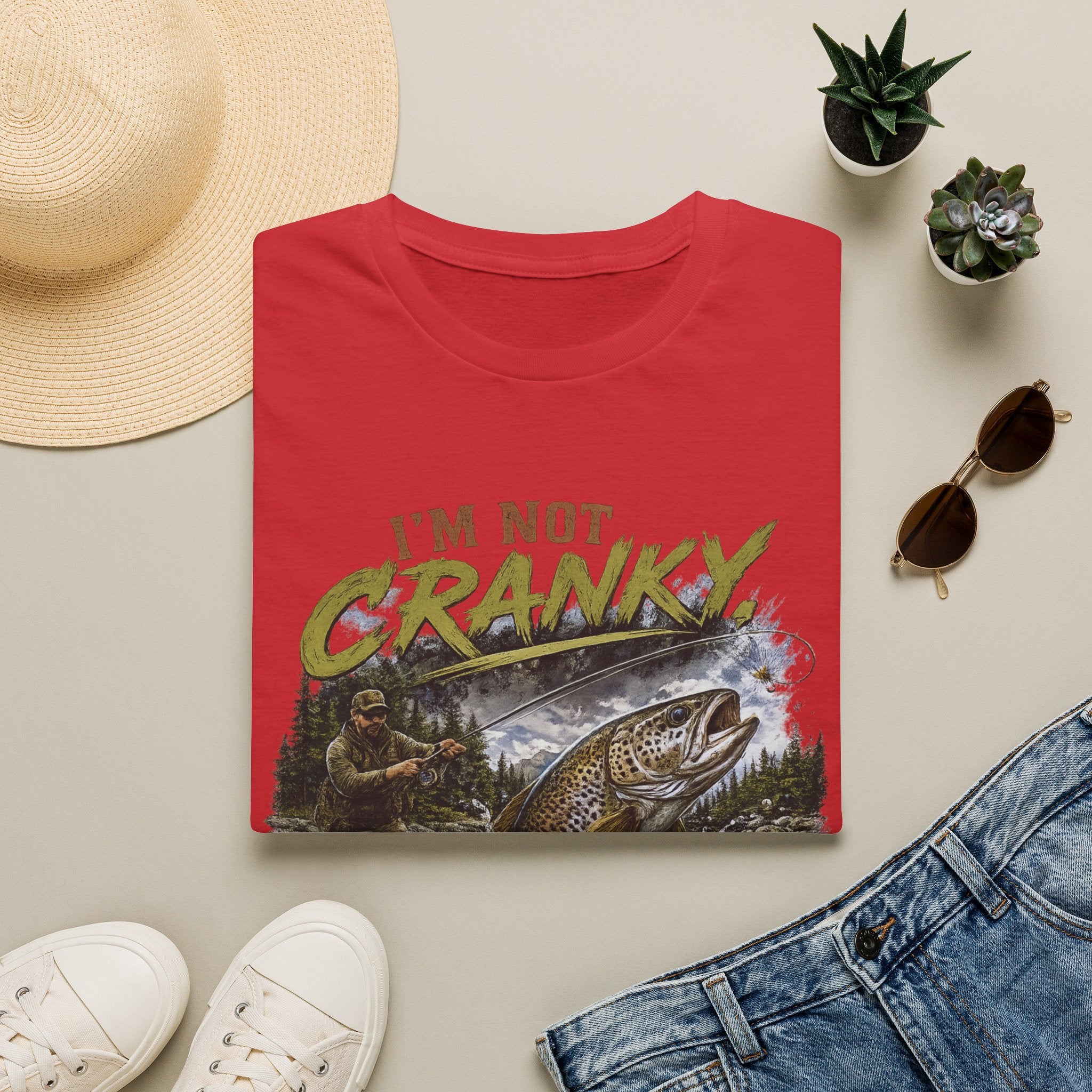 "I’m Not Cranky, I’m Fly" Vintage Trout Fly-Fishing Tee