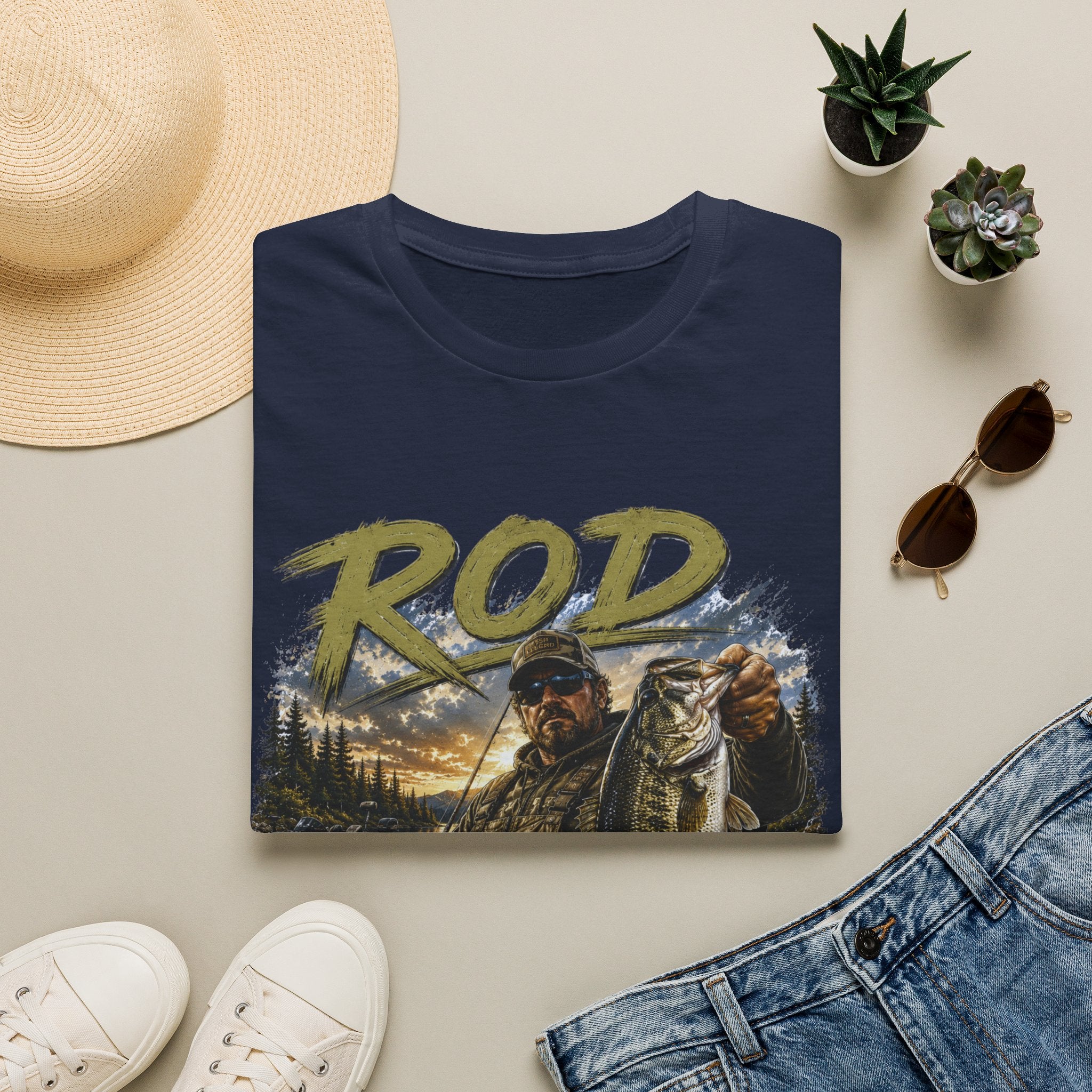 "'Rod Father" Fishing T‑Shirt — Vintage Bass Fisherman Graphic Tee