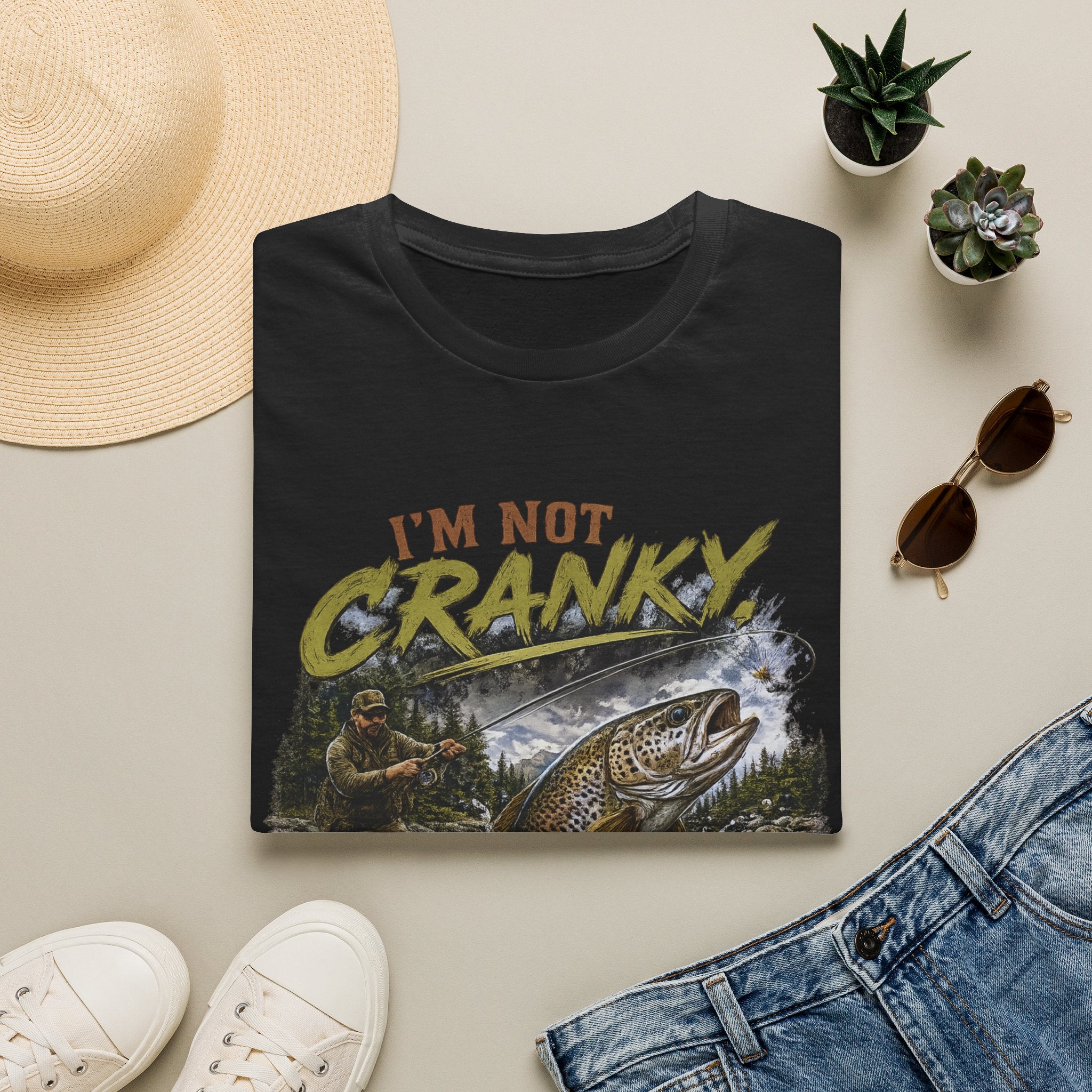 "I’m Not Cranky, I’m Fly" Vintage Trout Fly-Fishing Tee