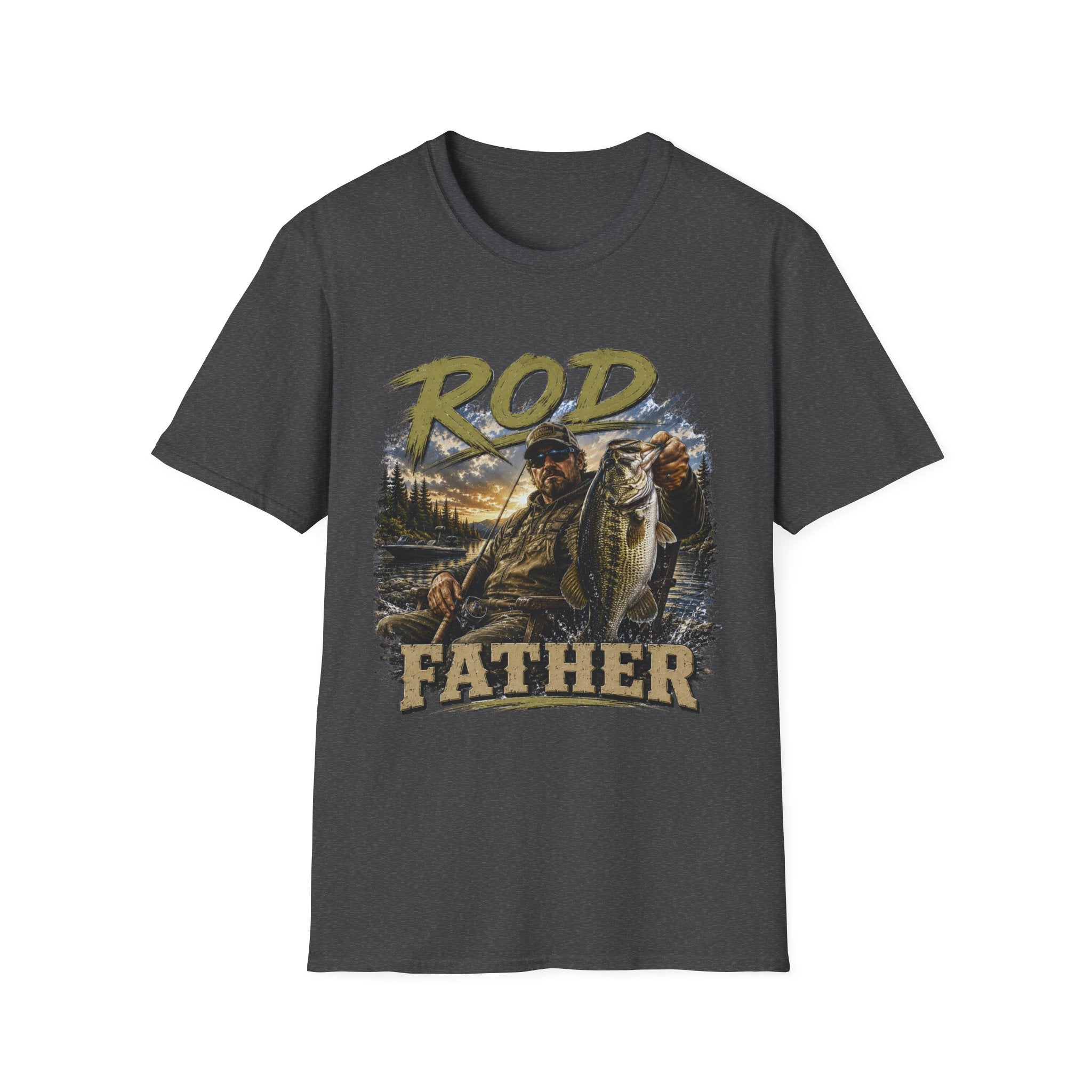 "'Rod Father" Fishing T‑Shirt — Vintage Bass Fisherman Graphic Tee