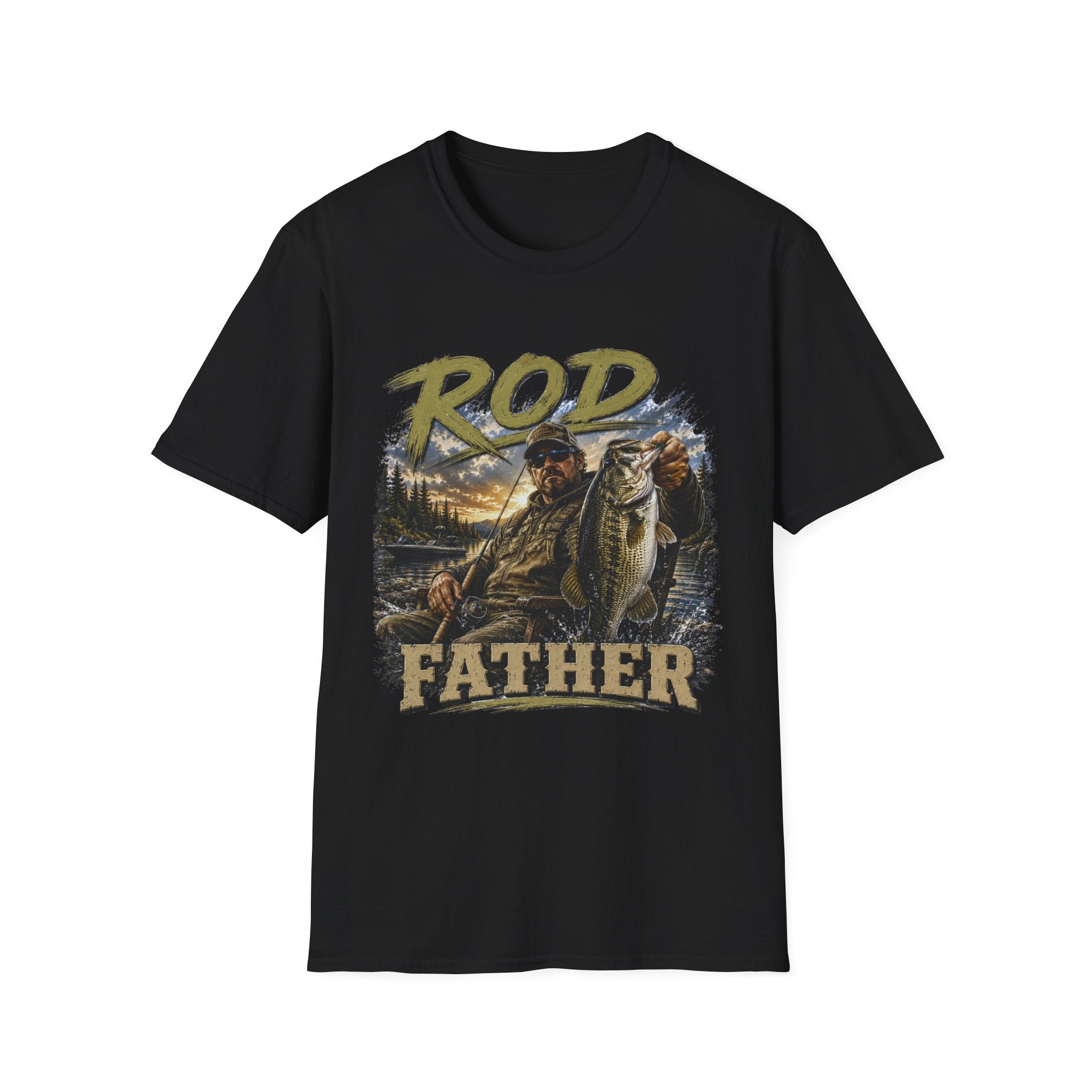 "'Rod Father" Fishing T‑Shirt — Vintage Bass Fisherman Graphic Tee