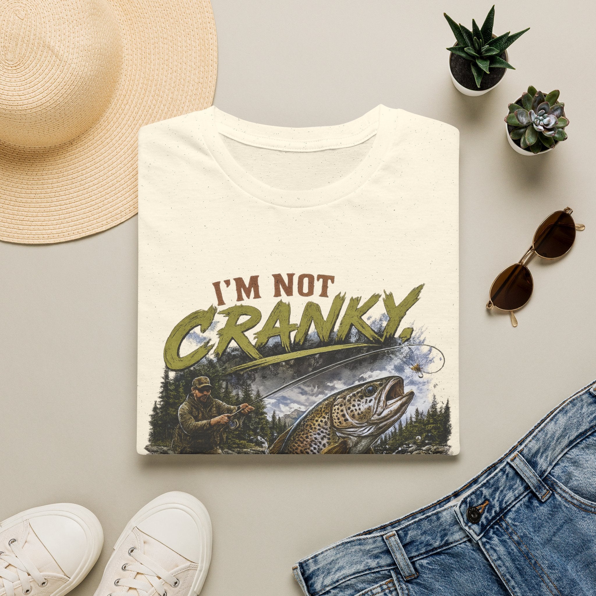"I’m Not Cranky, I’m Fly" Vintage Trout Fly-Fishing Tee