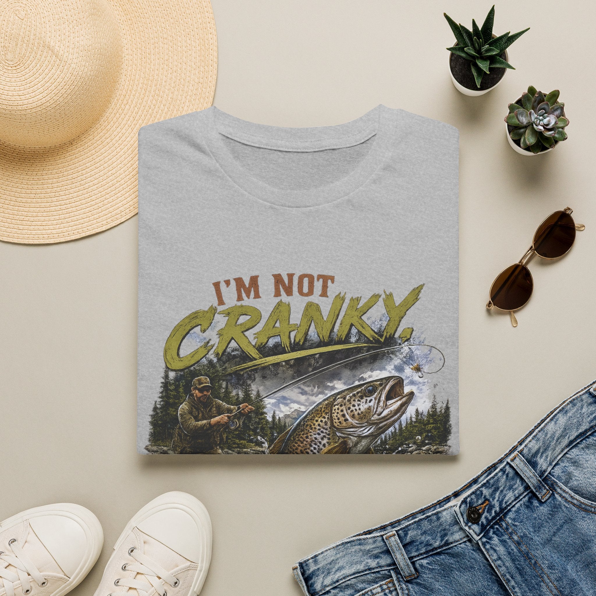 "I’m Not Cranky, I’m Fly" Vintage Trout Fly-Fishing Tee