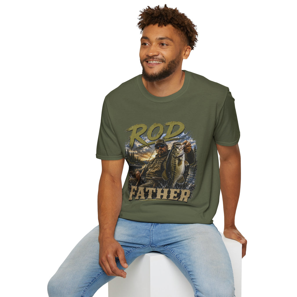 "'Rod Father" Fishing T‑Shirt — Vintage Bass Fisherman Graphic Tee